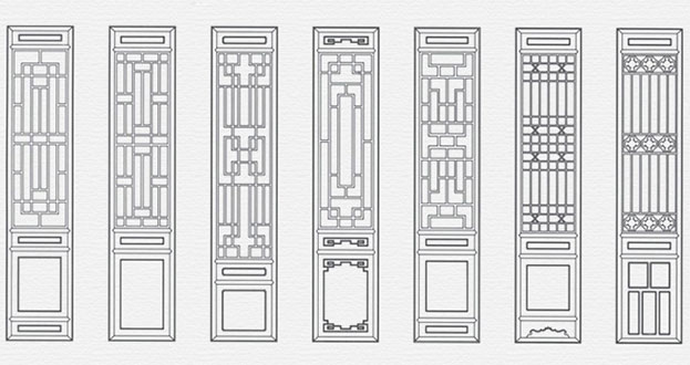 平顶山常用中式仿古花窗图案隔断设计图